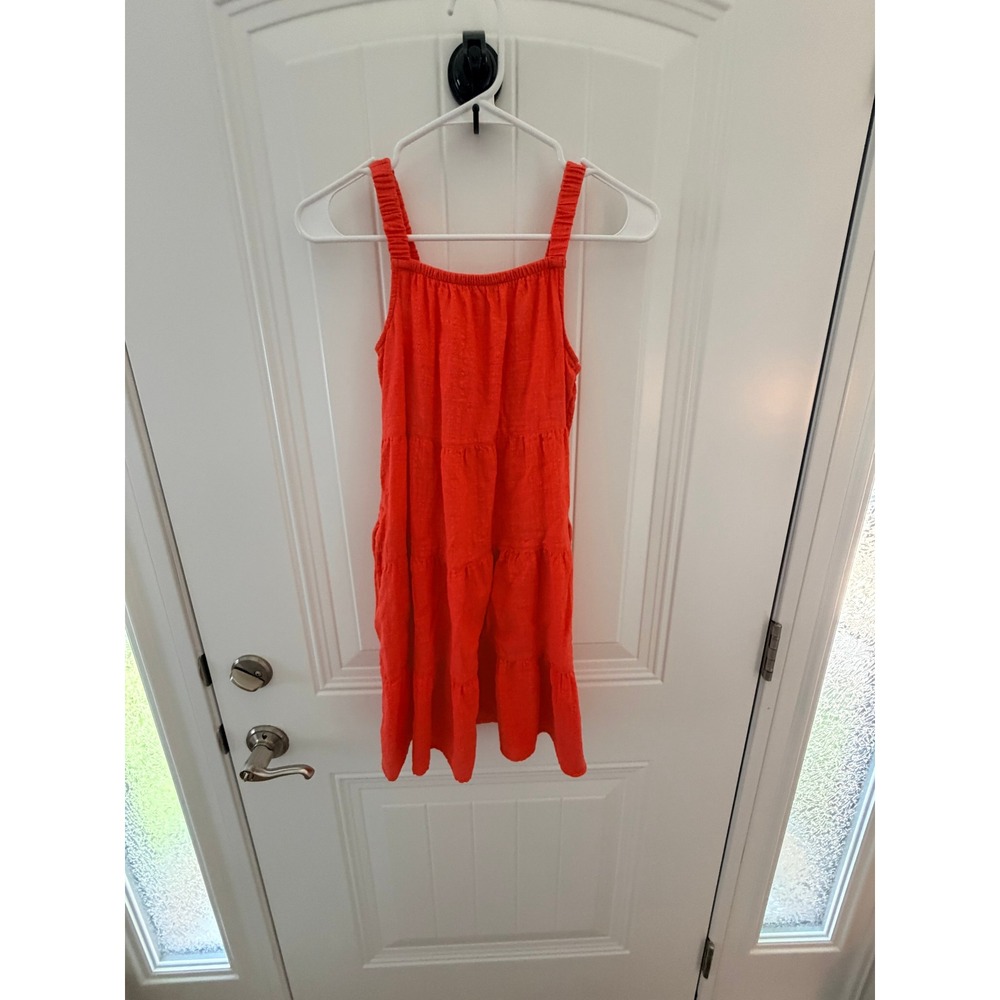 Cat & Jack Girls Tiered Sundress Coral Orange Sleeveless Dress Size L 10/12